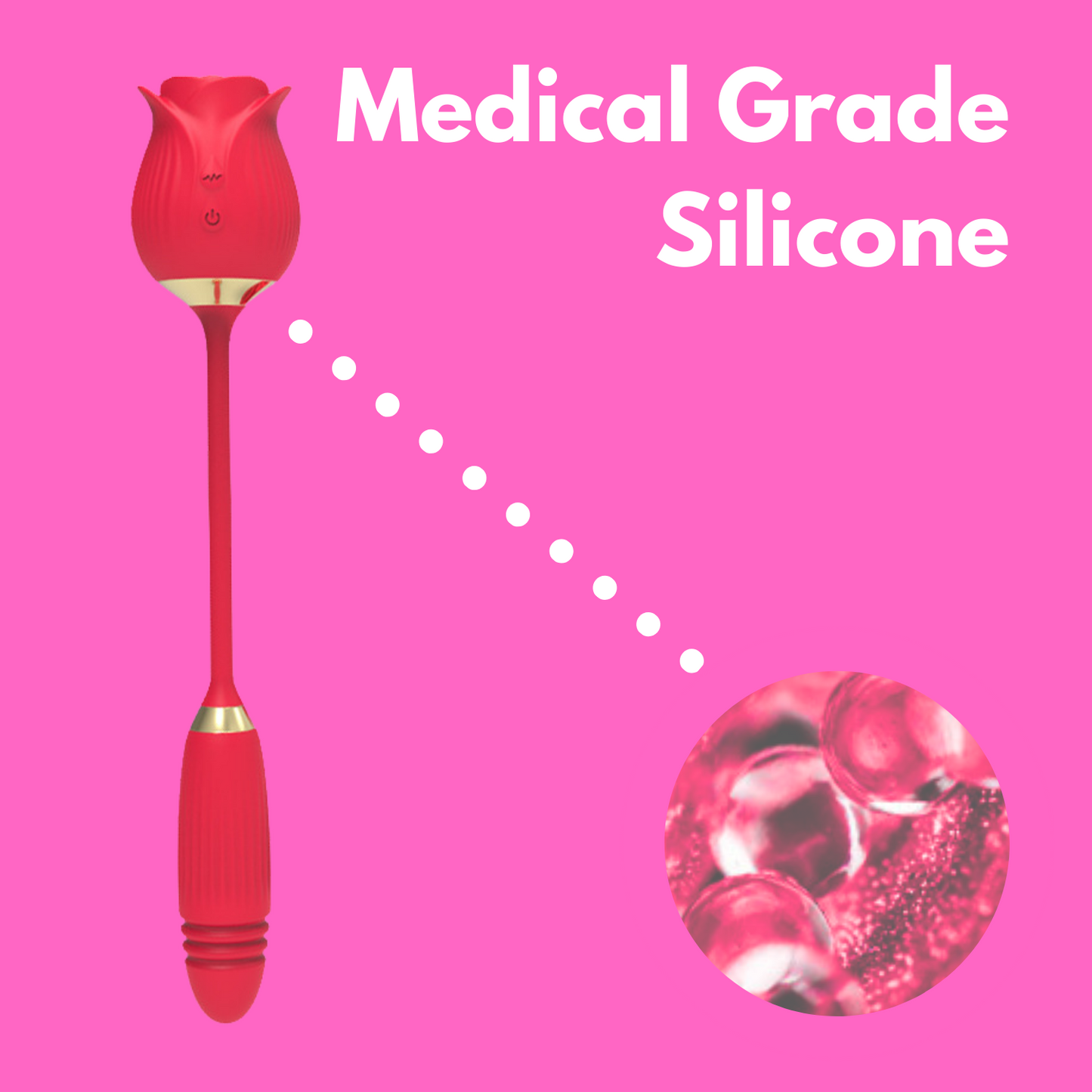2-in-1 Clitoral Suction Rose Stimulator with a Thrusting Dildo Vibrator - Sexy Bee UK