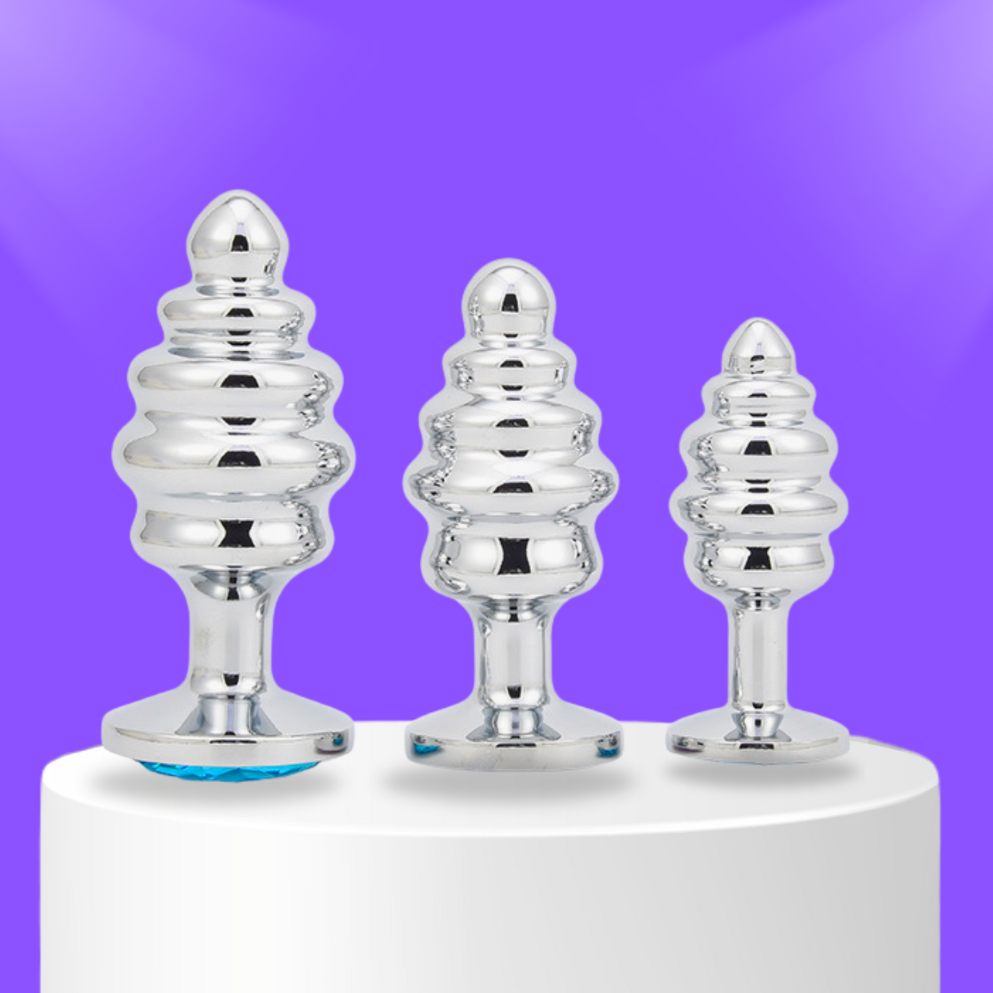 Textured Stainless Steel Butt Plugs (3 Piece) - Sexy Bee UK