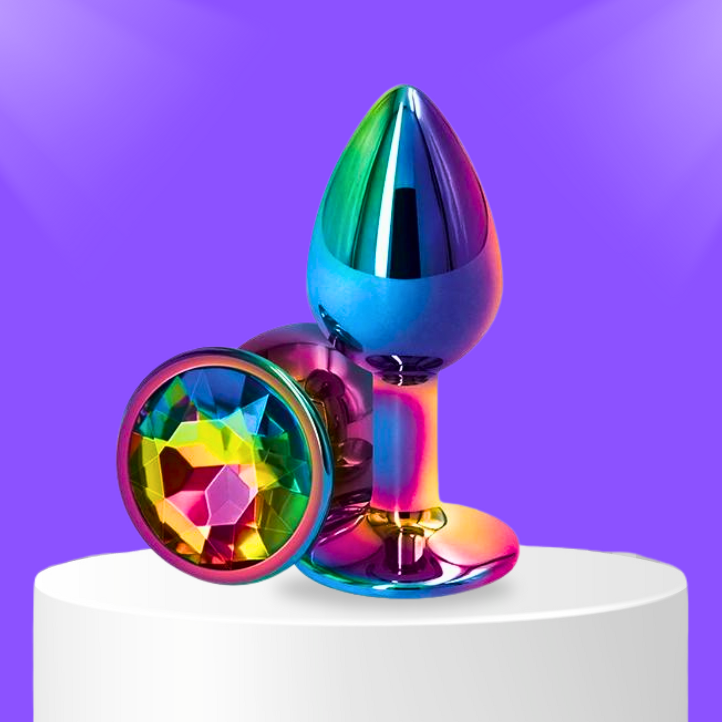 Jewelled Iridescent Metal Butt Plug (3 Piece) - Sexy Bee UK