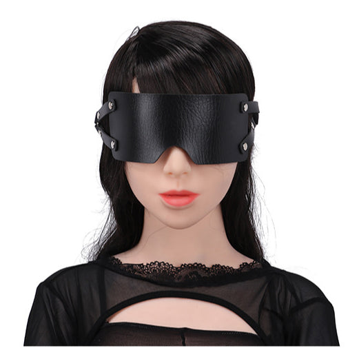 Black Faux Leather Blindfold - Sexy Bee UK