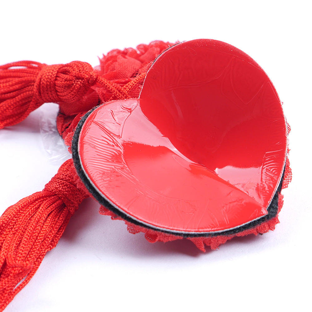 Heart Shaped Nipple Covers with Tassels - Sexy Bee UK