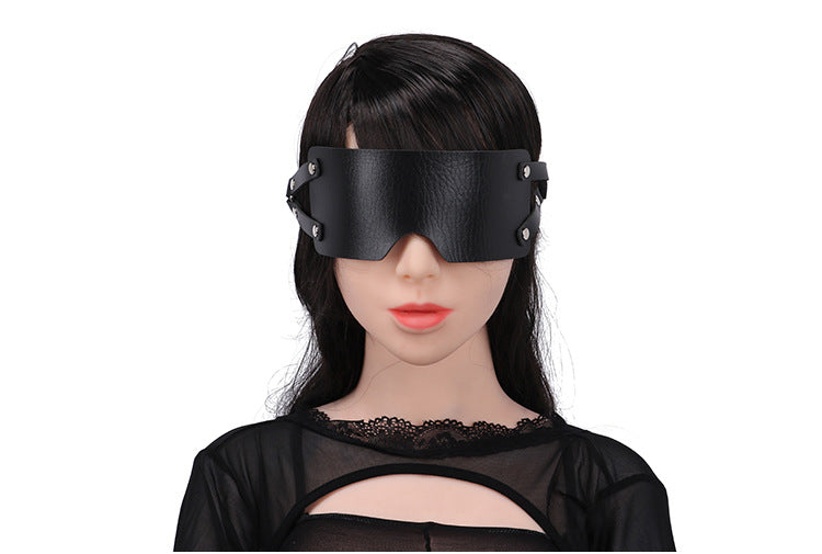 Black Faux Leather Blindfold - Sexy Bee UK
