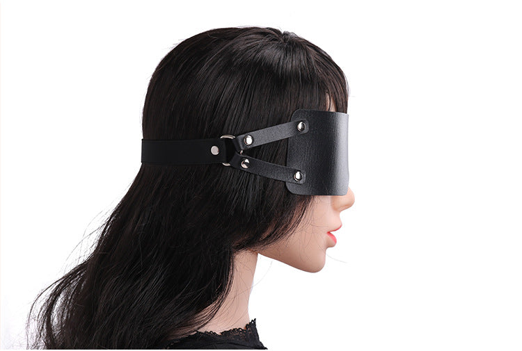 Black Faux Leather Blindfold - Sexy Bee UK