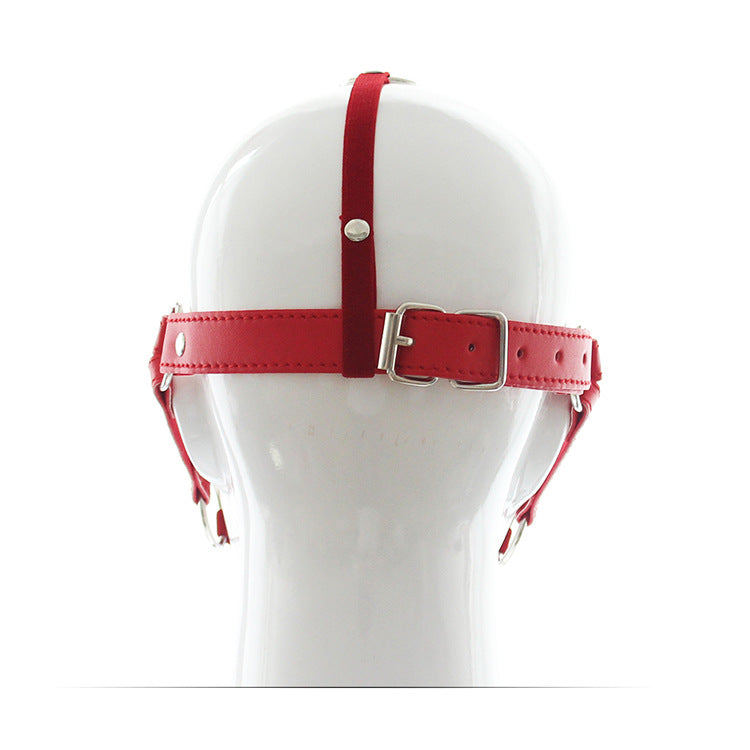 Black Faux Leather Blindfold Head Harness with an incorporated Ball Gag - Sexy Bee UK