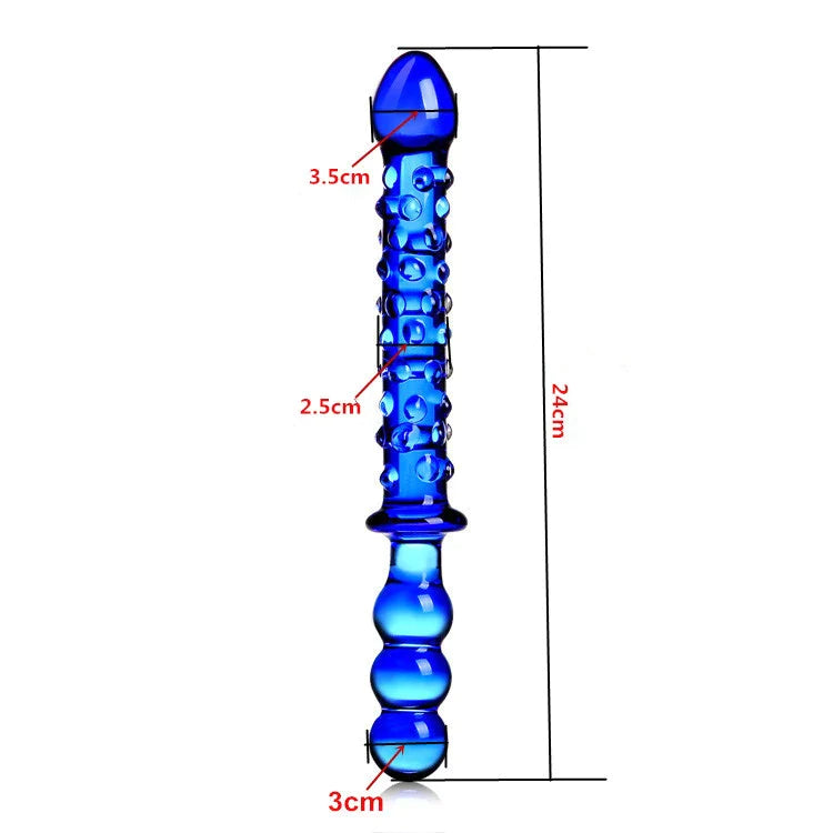 The Blues Brothers Double Ended Glass Dildo - Sexy Bee UK