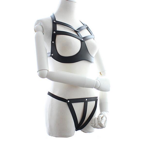 Harness Bra Set with an Open Crotch Thong - Sexy Bee UK