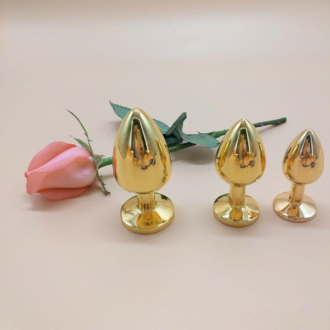 Jewelled Gold Metal Small Butt Plug Set (3 Piece) - Sexy Bee UK
