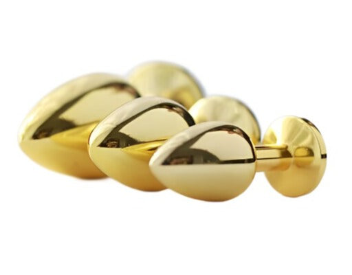 Jewelled Gold Metal Small Butt Plug Set (3 Piece) - Sexy Bee UK