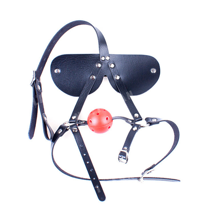 VF Leather Head Harness, Eye Mask and Ball Gag - Sexy Bee UK