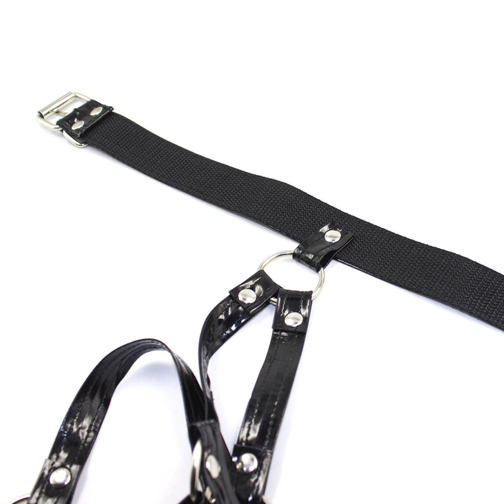 Collared Two-Piece Faux Leather Harness - Sexy Bee UK