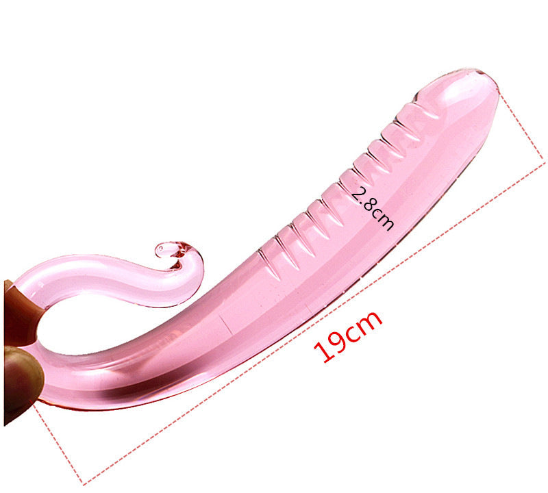 Glacier Glass Pink Curved Tentacle Dildo - Sexy Bee UK