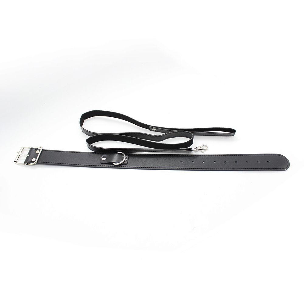 Buckle Strap Faux Leather Bondage Collar and Lead - Sexy Bee UK