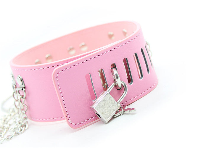 Pink Chained Bondage Collar - Sexy Bee UK
