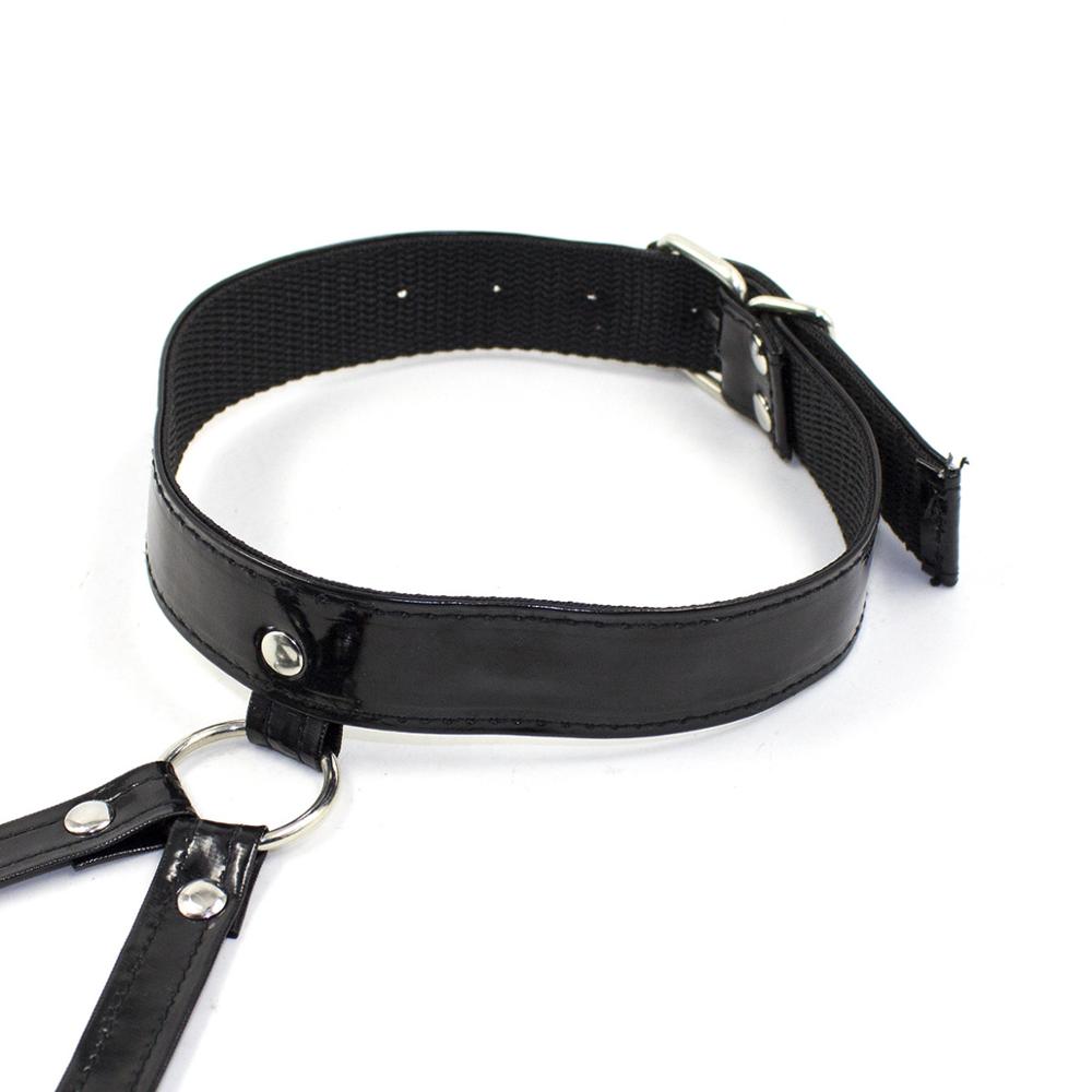 Collared Two-Piece Faux Leather Harness - Sexy Bee UK