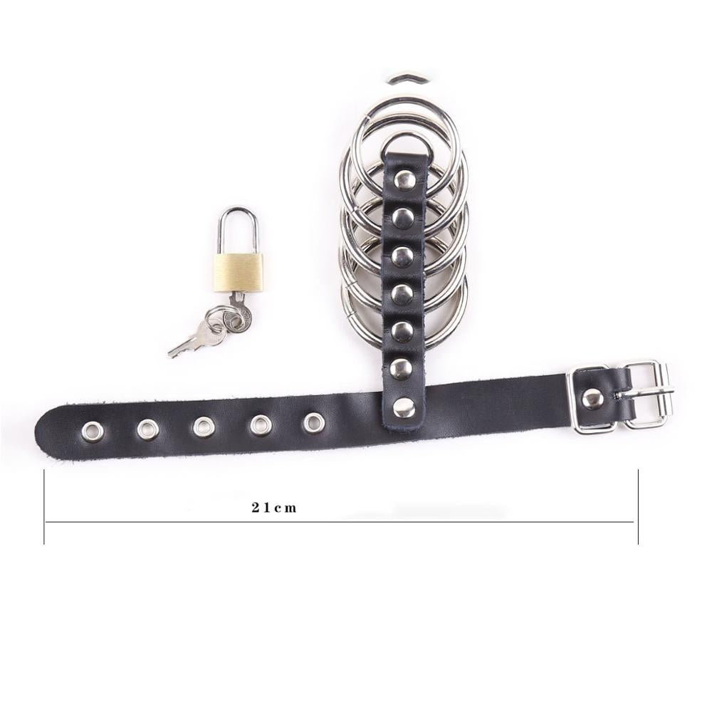 'The Sub' Lockable Leather and Steel Chastity Cage - Sexy Bee UK