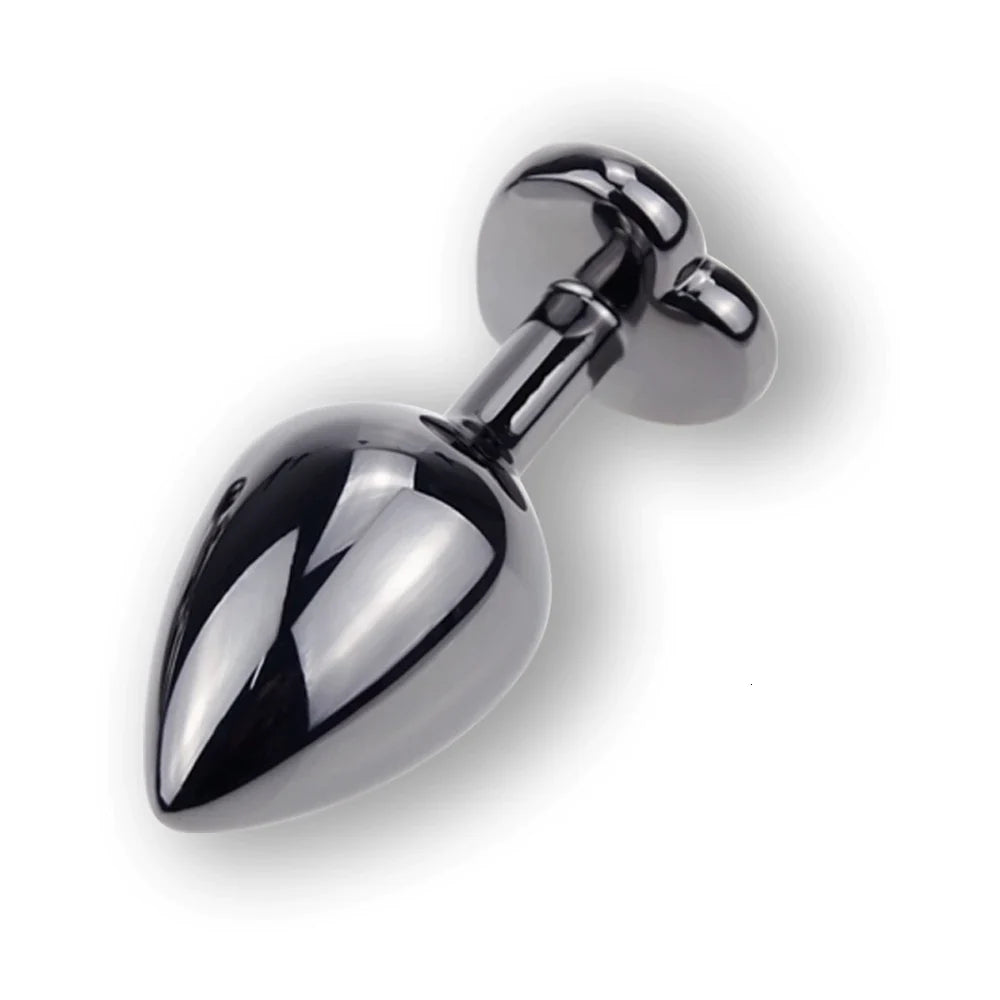 Smooth Metal Heart Shaped Stone Base Anal Dilatators (3 Piece) - Sexy Bee UK
