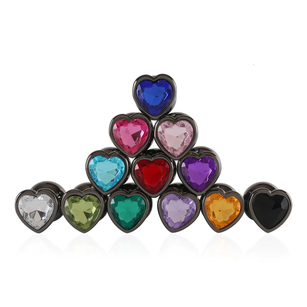 Smooth Metal Heart Shaped Stone Base Anal Dilatators (3 Piece) - Sexy Bee UK