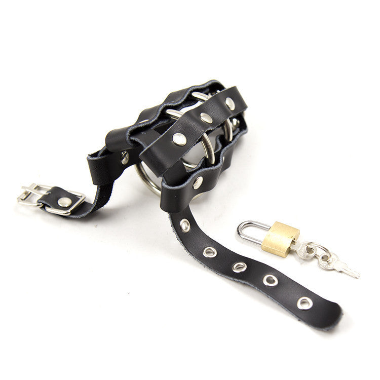 The Leather Ring Chastity Cage - Sexy Bee UK