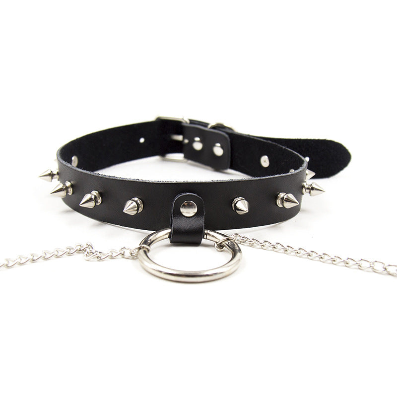 Spiked Bondage Collar with Studded Nipple Covers - Sexy Bee UK