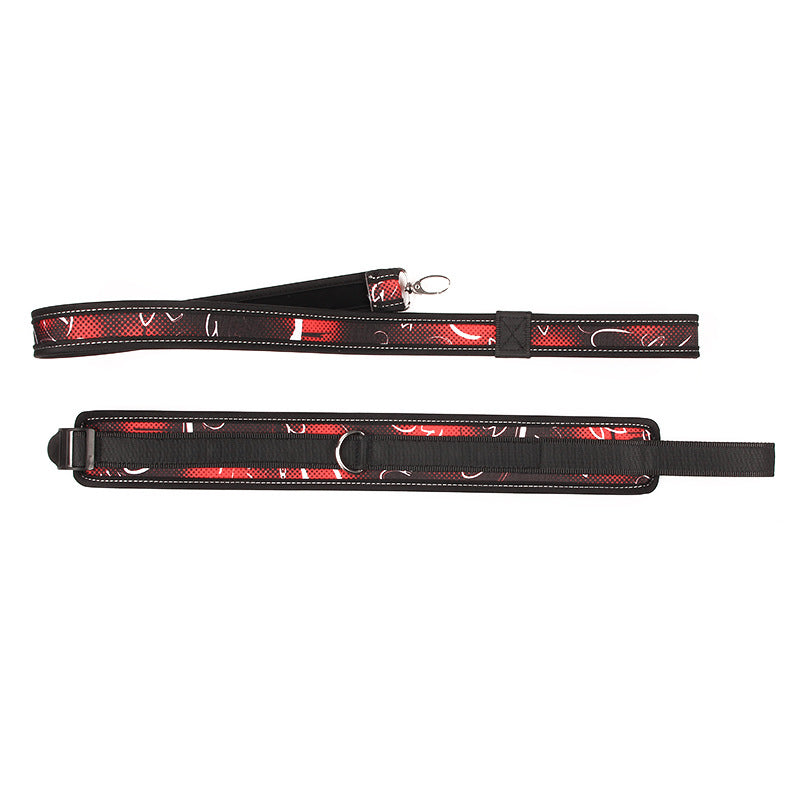 Black and Red Patterned Beginners Bondage Collar and Lead - Sexy Bee UK