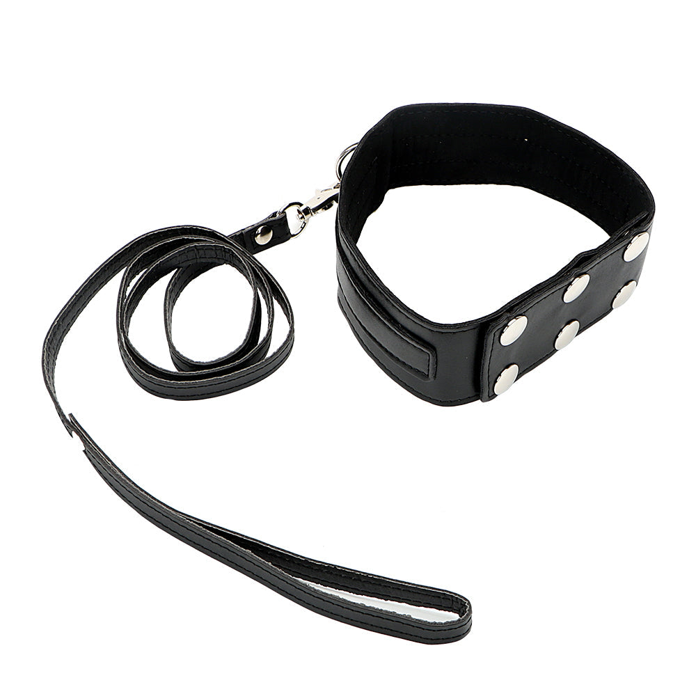 Flat Section Faux Leather Collar and Lead - Sexy Bee UK