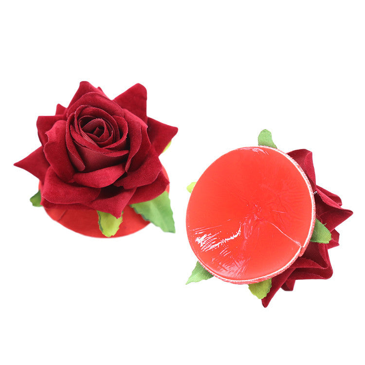 Red Velvet Blooming Rose Nipple Pasties - Sexy Bee UK