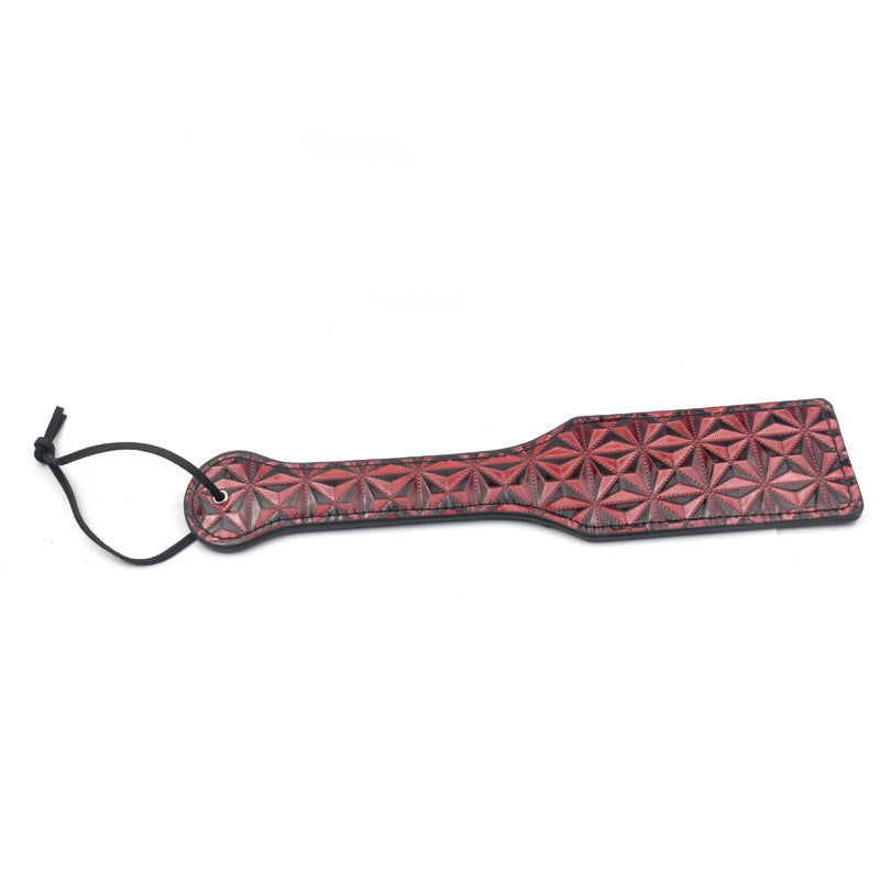 Patent Faux Leather Spanking Paddle with Aztec Design - Sexy Bee UK