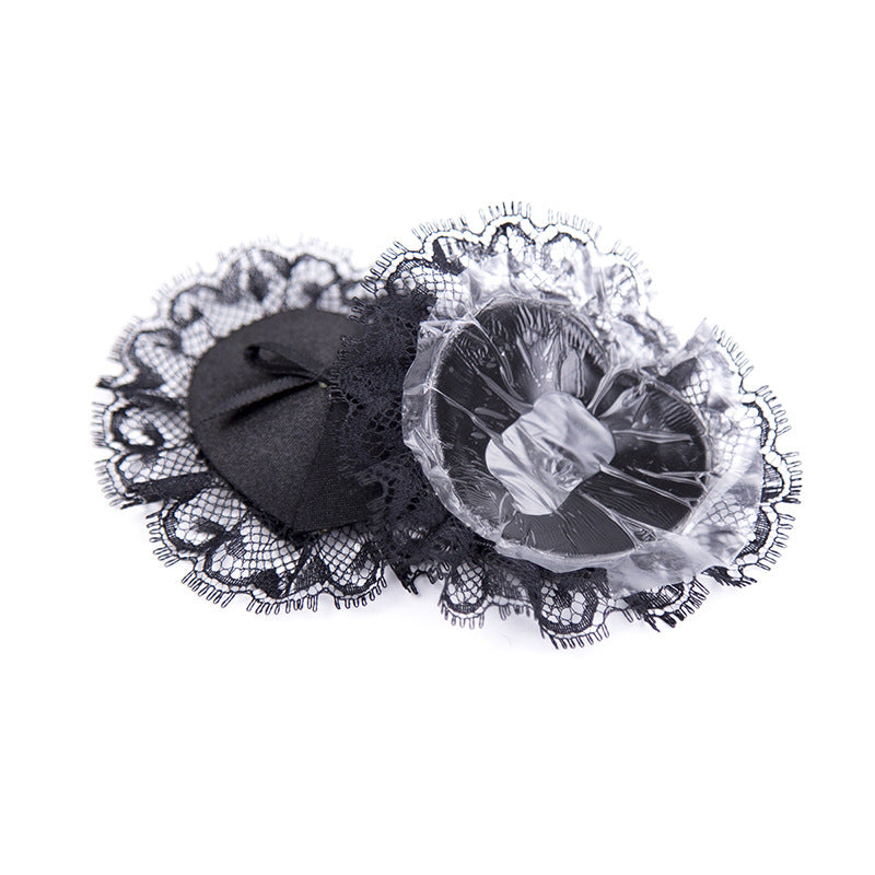 Black Lace Heart Shaped Adhesive Nipple Pasties - Sexy Bee UK