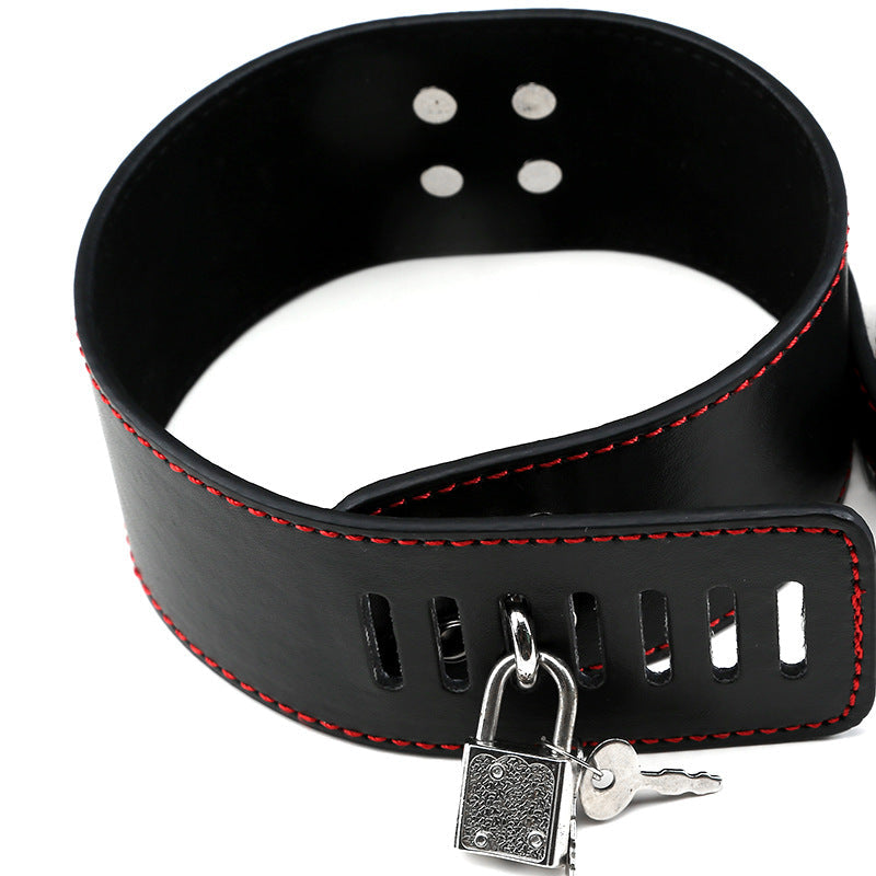 Padlocked Faux Leather Fetish Collar - Sexy Bee UK