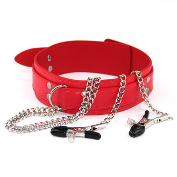 Collar Restraint with Nipple Clips - Sexy Bee UK
