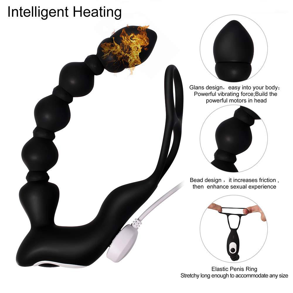 Vibrating Beaded Anal Toy with Cock Ring - Sexy Bee UK