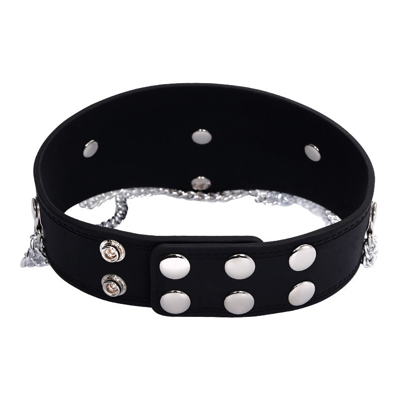 Silicone Bondage Collar with Chain Detail - Sexy Bee UK