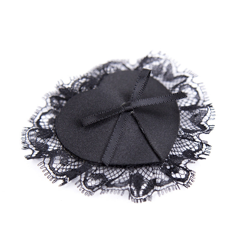 Black Lace Heart Shaped Adhesive Nipple Pasties - Sexy Bee UK