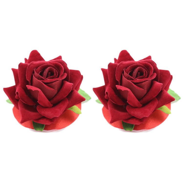 Red Velvet Blooming Rose Nipple Pasties - Sexy Bee UK