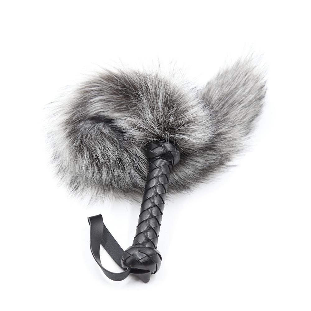 Faux Silver Fox Tail Flogger - Sexy Bee UK