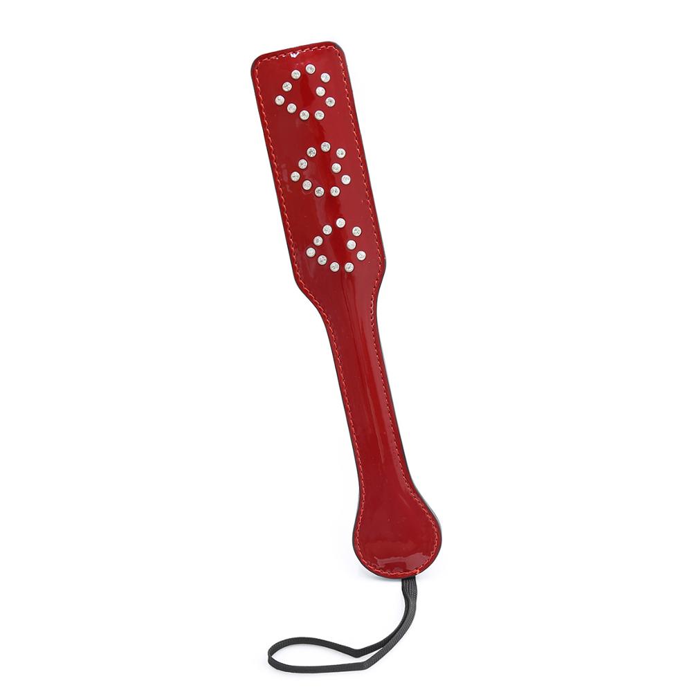Faux Leather Spanking Paddle with Diamante Heart Shapes - Sexy Bee UK