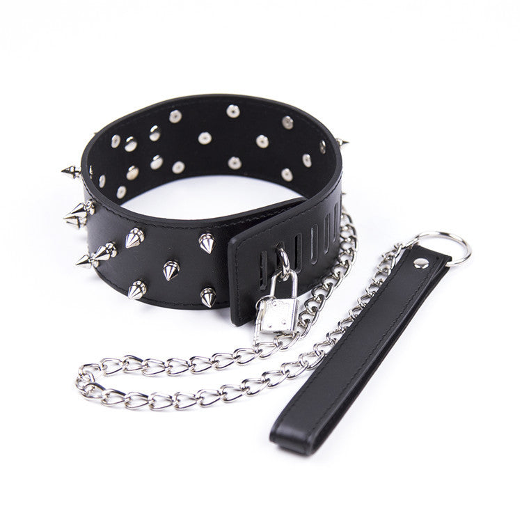 Spiked Bondage Collar and Chained Lead - Sexy Bee UK