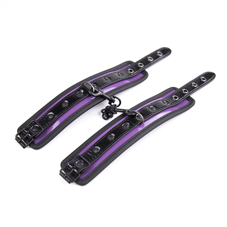 Patent Black and Purple Handcuffs - Sexy Bee UK