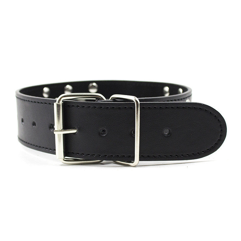 Studded Faux Leather Black Bondage Collar - Sexy Bee UK
