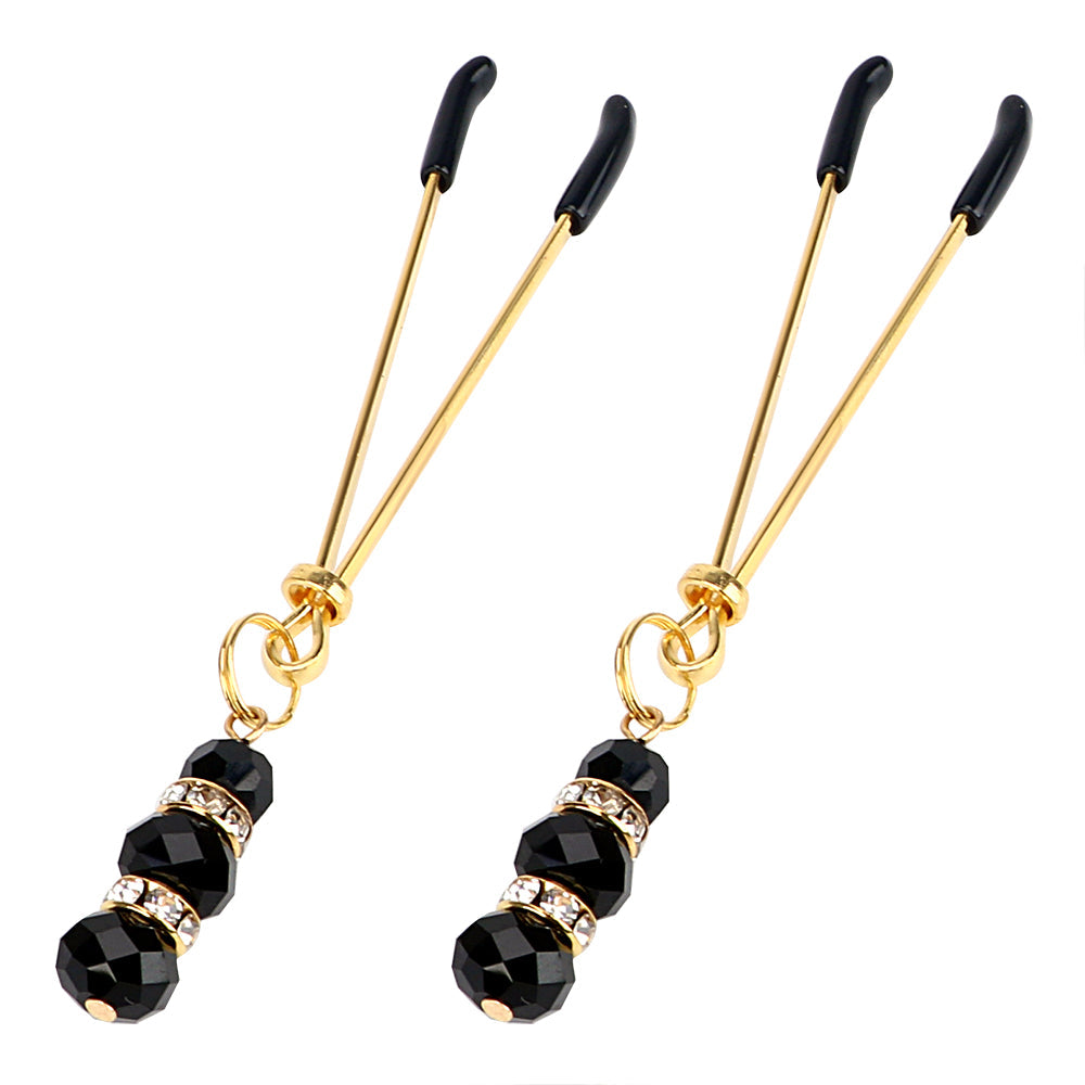 Beaded Gold Nipple Clamps - Sexy Bee UK