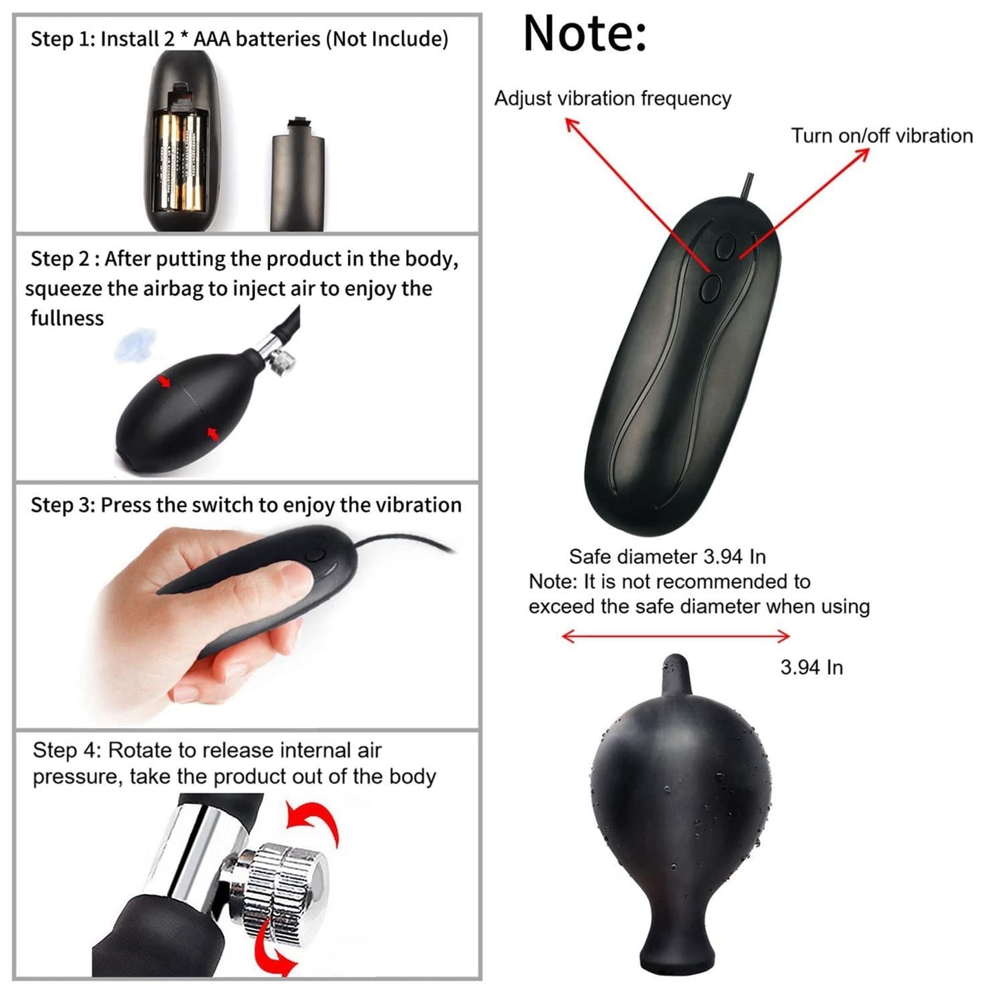 Vibrating Inflatable Butt Plug Pump - Sexy Bee UK