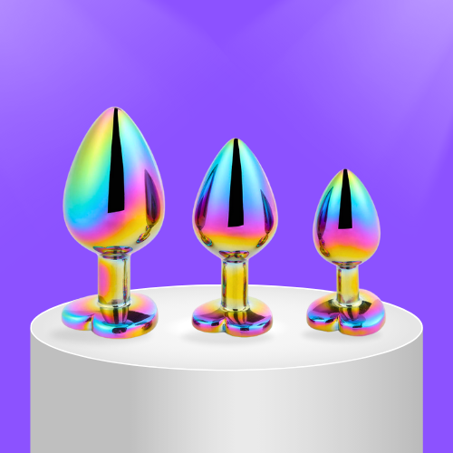 Jewelled Iridescent Metal Butt Plug (3 Piece)