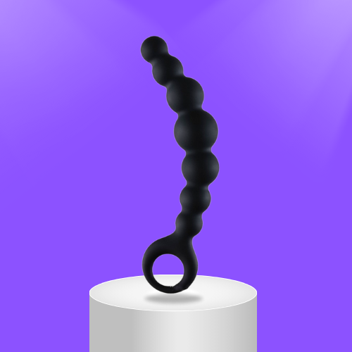 Beaded Anal Prober with Finger Loop (7 Inches)