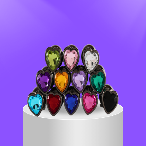 Smooth Metal Heart Shaped Stone Base Anal Dilatators (3 Piece)