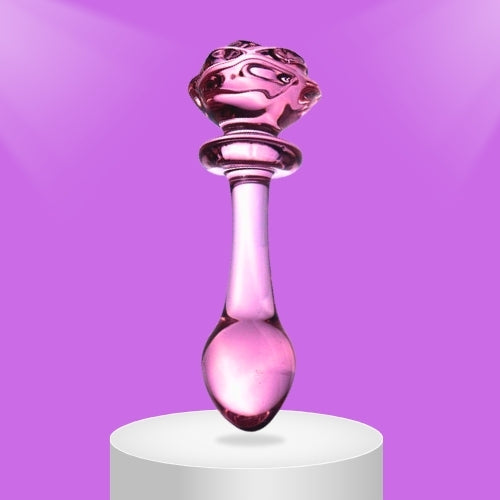 Glacier Glass Pink Rose Dildo