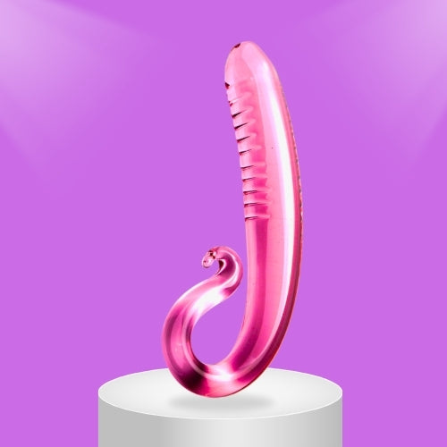 Glacier Glass Pink Curved Tentacle Dildo