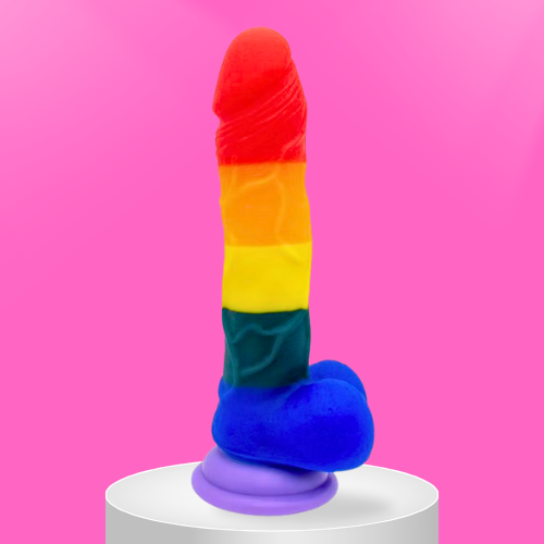 Pride 8 Inch Rainbow Dildo with Suction Cup Base