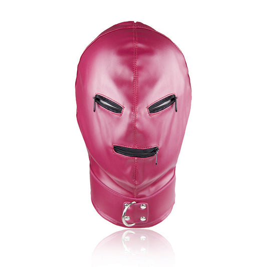 Three Zip Fetish Gimp Mask with Eye and Mouth Holes
