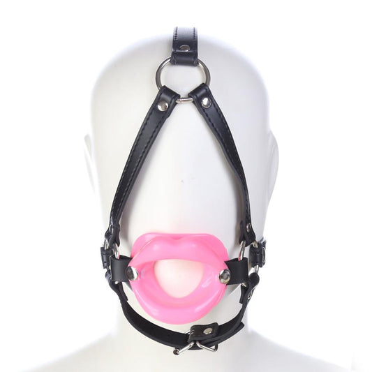 Silicone Open Mouth Lip Gag Head Harness