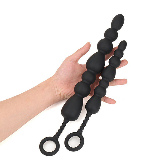 Black Silicone Beaded Booty Toy - Sexy Bee UK
